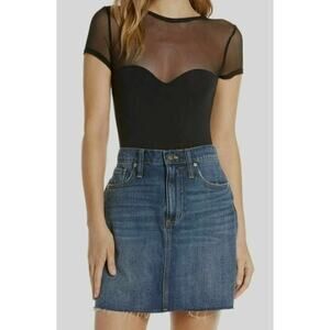 Felina Vintage Black Body Zone Modal & Mesh Thong Bodysuit Size XL